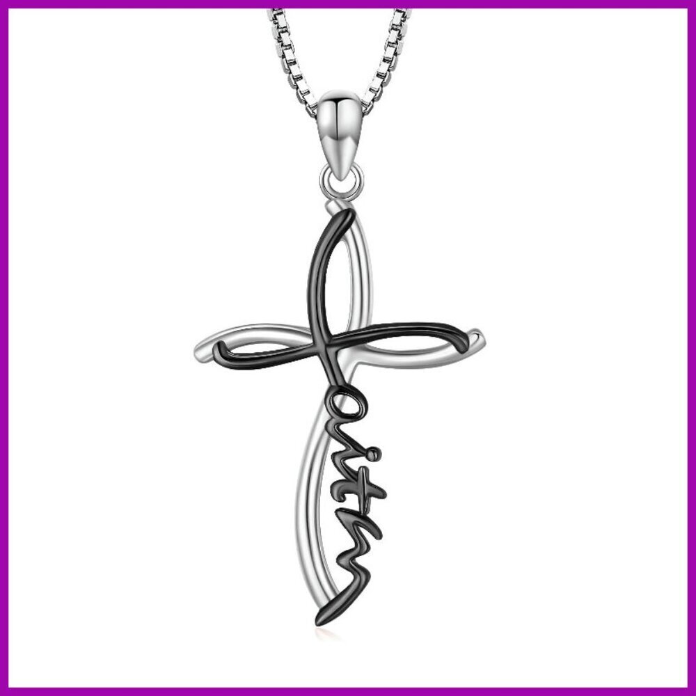 Sterling Silver Cross Pendant Necklace 18" Chain Christian Jewelry Gift
